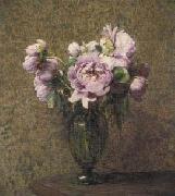 Henri Fantin-Latour, Glazen vaas met pioenen.